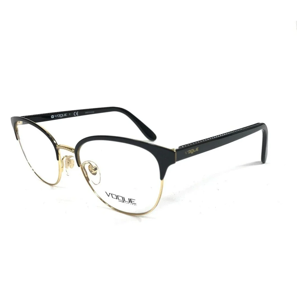 Vogue Eyeglasses Frames VO4088 352 Black Gold Cat Eye Full Rim 50-18-140